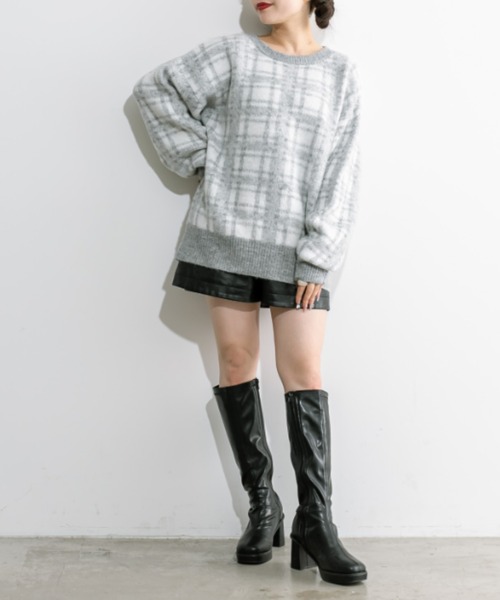OLIVE des OLIVE(オリーブデオリーブ)の「チェックジャガードチュニック 1032090360(ニット/セーター・レディース・オフホワイト/サックスブルー/トップグレー・FREE)」の10枚目の写真