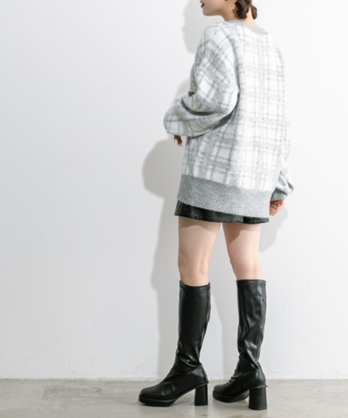 OLIVE des OLIVE(オリーブデオリーブ)の「チェックジャガードチュニック 1032090360(ニット/セーター・レディース・オフホワイト/サックスブルー/トップグレー・FREE)」の11枚目の写真