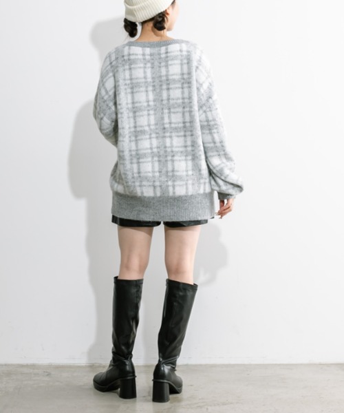 OLIVE des OLIVE(オリーブデオリーブ)の「チェックジャガードチュニック 1032090360(ニット/セーター・レディース・オフホワイト/サックスブルー/トップグレー・FREE)」の12枚目の写真
