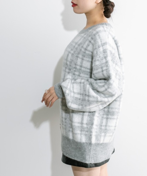 OLIVE des OLIVE(オリーブデオリーブ)の「チェックジャガードチュニック 1032090360(ニット/セーター・レディース・オフホワイト/サックスブルー/トップグレー・FREE)」の14枚目の写真