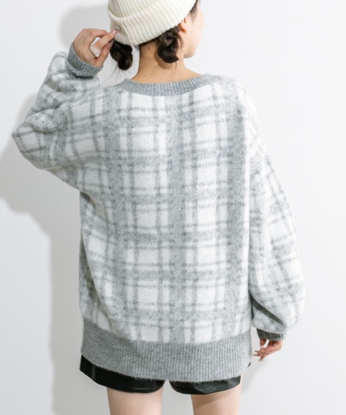 OLIVE des OLIVE(オリーブデオリーブ)の「チェックジャガードチュニック 1032090360(ニット/セーター・レディース・オフホワイト/サックスブルー/トップグレー・FREE)」の15枚目の写真
