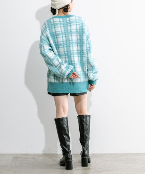 OLIVE des OLIVE(オリーブデオリーブ)の「チェックジャガードチュニック 1032090360(ニット/セーター・レディース・オフホワイト/サックスブルー/トップグレー・FREE)」の18枚目の写真