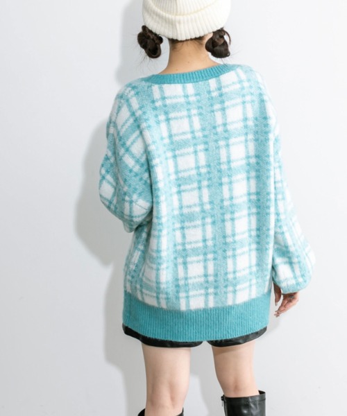 OLIVE des OLIVE(オリーブデオリーブ)の「チェックジャガードチュニック 1032090360(ニット/セーター・レディース・オフホワイト/サックスブルー/トップグレー・FREE)」の21枚目の写真