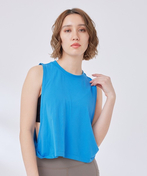 Spiritual Gangster（スピリチュアルギャングスター）の「【SPIRITUAL GANGSTER】ドリフターシームレスタンクトップ（タンクトップ・レディース・ブラック/ネイビー・S）」の2枚目の写真