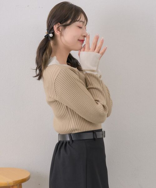 ems excite（エムズエキサイト）の「バイカラー襟NTPO（ニット/セーター・レディース・ナチュラル/ブルー/ベージュ・FREE）」の15枚目の写真