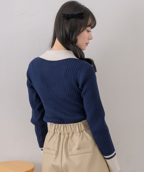 ems excite（エムズエキサイト）の「バイカラー襟NTPO（ニット/セーター・レディース・ナチュラル/ブルー/ベージュ・FREE）」の9枚目の写真