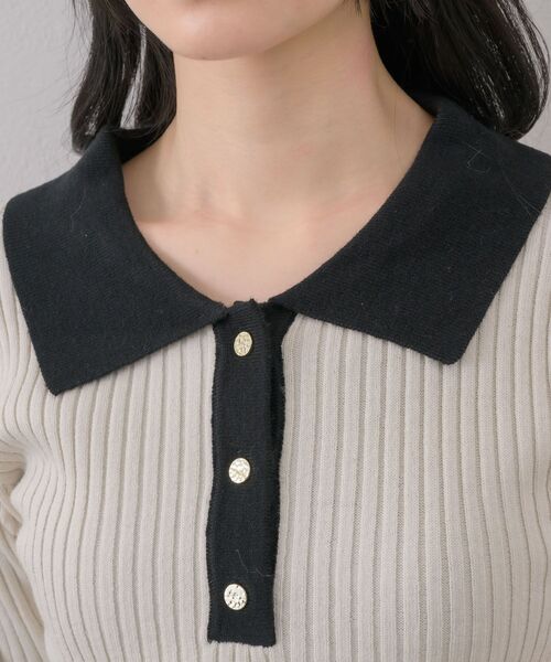 ems excite（エムズエキサイト）の「バイカラー襟NTPO（ニット/セーター・レディース・ナチュラル/ブルー/ベージュ・FREE）」の10枚目の写真