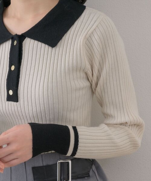 ems excite（エムズエキサイト）の「バイカラー襟NTPO（ニット/セーター・レディース・ナチュラル/ブルー/ベージュ・FREE）」の11枚目の写真