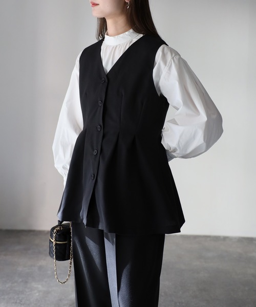 Riberry（リベリー）の「【セットアップ可】ペプラムベスト（ベスト・レディース・ブラック/グレー・FREE）」の5枚目の写真