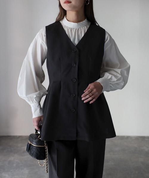 Riberry（リベリー）の「【セットアップ可】ペプラムベスト（ベスト・レディース・ブラック/グレー・FREE）」の7枚目の写真