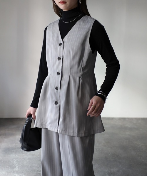 Riberry（リベリー）の「【セットアップ可】ペプラムベスト（ベスト・レディース・ブラック/グレー・FREE）」の4枚目の写真