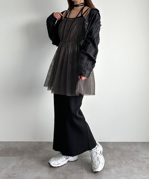 apres jour mignon(アプレジュールミニョン)の「チュールビスチェ【ZOZOTOWN限定アイテム】(ベスト・レディース・チャコールグレー/ブラック・フリー/X-LARGE)」の4枚目の写真