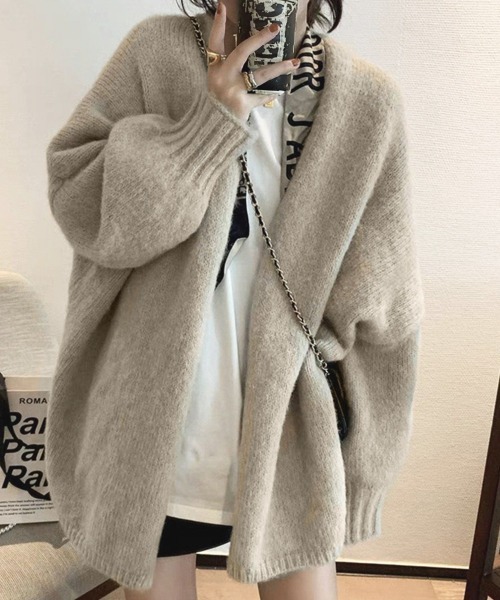 Miniministore(ミニミニストア)の「トッパーカーディガン ニット 秋冬羽織り(カーディガン/ボレロ・レディース・ベージュ/ダークグレー・FREE)」の2枚目の写真
