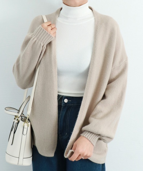 Miniministore(ミニミニストア)の「トッパーカーディガン ニット 秋冬羽織り(カーディガン/ボレロ・レディース・ベージュ/ダークグレー・FREE)」の4枚目の写真