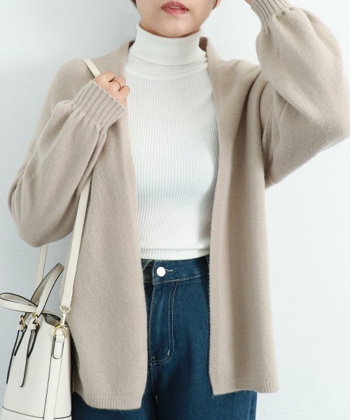 Miniministore(ミニミニストア)の「トッパーカーディガン ニット 秋冬羽織り(カーディガン/ボレロ・レディース・ベージュ/ダークグレー・FREE)」の5枚目の写真