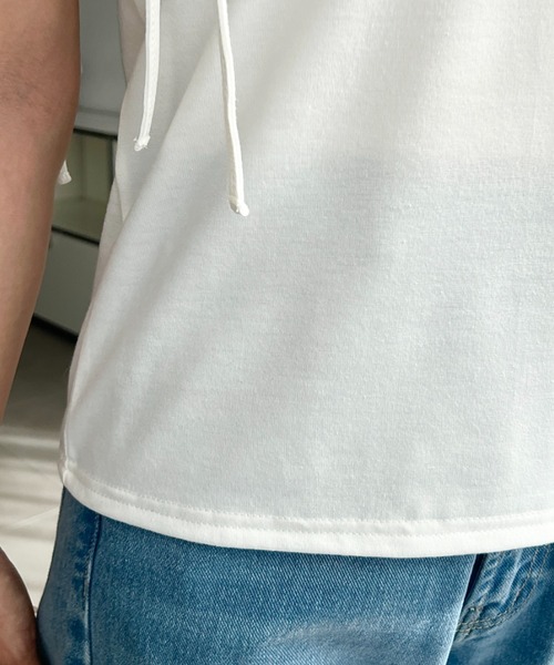 moment+(モーメントプラス)の「ギャザーフリルノースリーブTシャツ(Tシャツ/カットソー・レディース・ネイビー/ブラック/オフホワイト・M/L)」の16枚目の写真