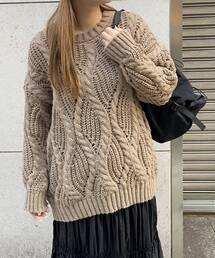 ur,Melty（ユアメルティー）の「透かしケーブル編みニット（ニット/セーター・レディース）」