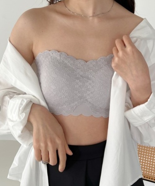 Lace Ladies(レースレディース)の「カップ付き 2WAY フラワー レース スカラップ チューブトップ(チューブトップ・レディース・ホワイト/グレー/ブラック・FREE)」の9枚目の写真