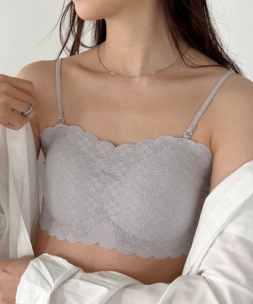 Lace Ladies(レースレディース)の「カップ付き 2WAY フラワー レース スカラップ チューブトップ(チューブトップ・レディース・ホワイト/グレー/ブラック・FREE)」の11枚目の写真