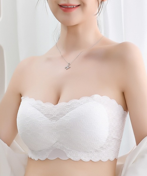 Lace Ladies(レースレディース)の「カップ付き 2WAY フラワー レース スカラップ チューブトップ(チューブトップ・レディース・ホワイト/グレー/ブラック・FREE)」の14枚目の写真