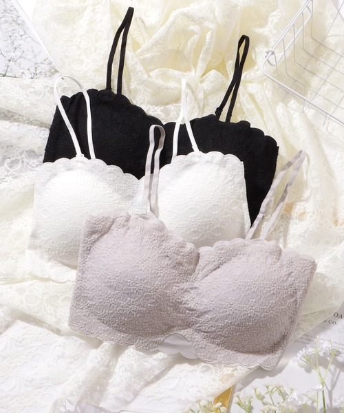 Lace Ladies(レースレディース)の「カップ付き 2WAY フラワー レース スカラップ チューブトップ(チューブトップ・レディース・ホワイト/グレー/ブラック・FREE)」の4枚目の写真