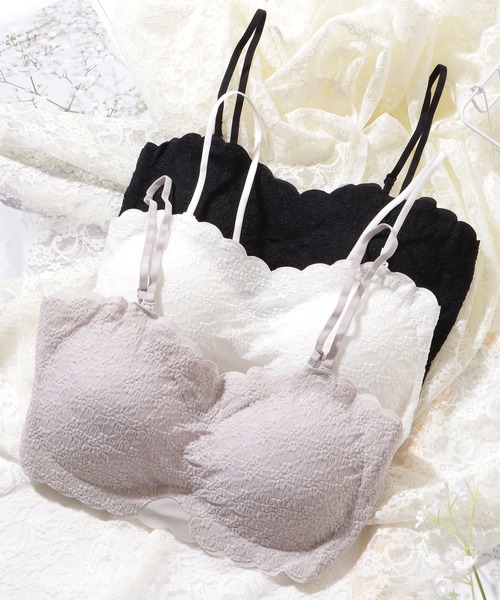 Lace Ladies(レースレディース)の「カップ付き 2WAY フラワー レース スカラップ チューブトップ(チューブトップ・レディース・ホワイト/グレー/ブラック・FREE)」の5枚目の写真