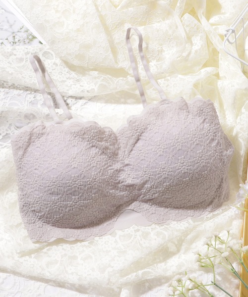 Lace Ladies(レースレディース)の「カップ付き 2WAY フラワー レース スカラップ チューブトップ(チューブトップ・レディース・ホワイト/グレー/ブラック・FREE)」の6枚目の写真