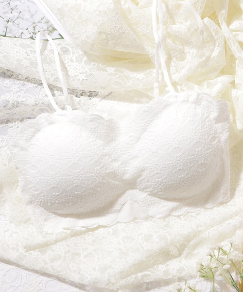 Lace Ladies(レースレディース)の「カップ付き 2WAY フラワー レース スカラップ チューブトップ(チューブトップ・レディース・ホワイト/グレー/ブラック・FREE)」の7枚目の写真