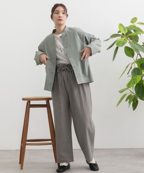 POU DOU DOU（プードゥドゥ）の「スタンドカラーシャツジャケット（ブルゾン・レディース・ブルー/ベージュ/ダークグレー・3）」の12枚目の写真