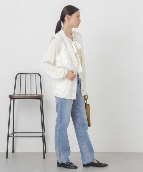 NANO universe(ナノユニバース)の「フロントギャザーリボンタイブラウス(シャツ/ブラウス・レディース・ライム/ダークネイビー/オフホワイト・M/S)」の19枚目の写真