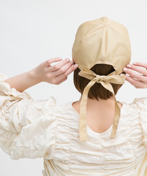 KBF（ケイビーエフ）の「バックリボンナイロンCAP（キャップ・レディース・ブラック/ベージュ系その他・ONE）」の10枚目の写真