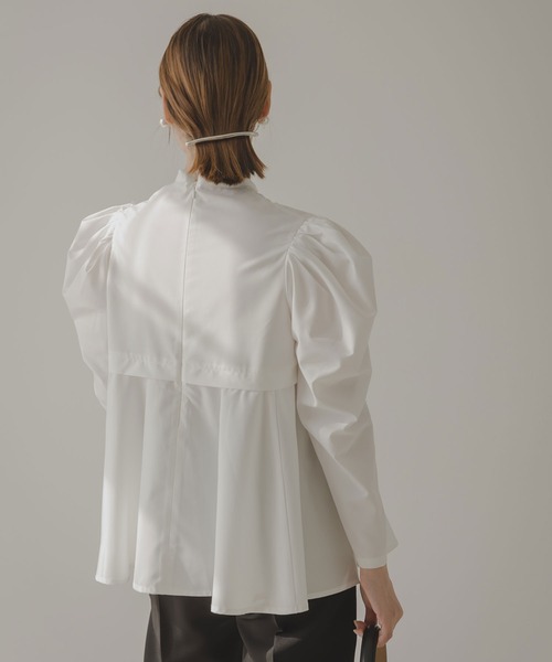 rectangle（レクタングル）の「フロントタックフレアブラウス（シャツ/ブラウス・レディース・ブラック/オフホワイト・FREE）」の15枚目の写真