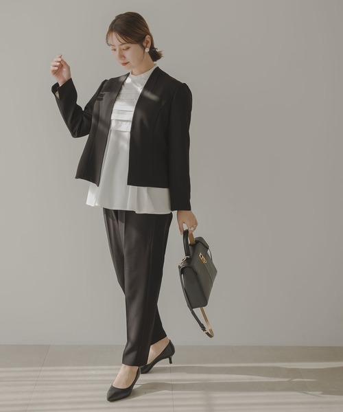 rectangle（レクタングル）の「フロントタックフレアブラウス（シャツ/ブラウス・レディース・ブラック/オフホワイト・FREE）」の5枚目の写真