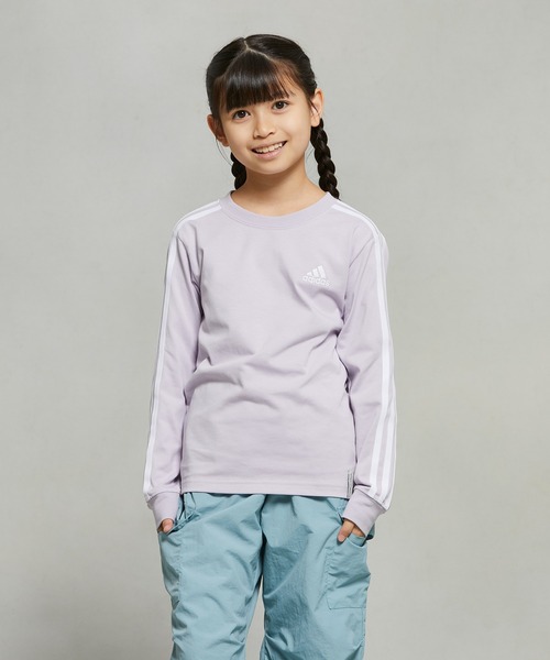 adidas(アディダス)の「エッセンシャルズ プラス レギュラーフィット スリーストライプス 長袖Tシャツ キッズ / ロンT / アディダス adidas(Tシャツ/カットソー・キッズ・ブルー/ブラック/ホワイト/ネイビー/パープル・110/120/130/140/150/160)」の5枚目の写真
