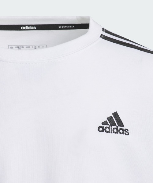 adidas(アディダス)の「エッセンシャルズ プラス レギュラーフィット スリーストライプス 長袖Tシャツ キッズ / ロンT / アディダス adidas(Tシャツ/カットソー・キッズ・ブルー/ブラック/ホワイト/ネイビー/パープル・110/120/130/140/150/160)」の7枚目の写真