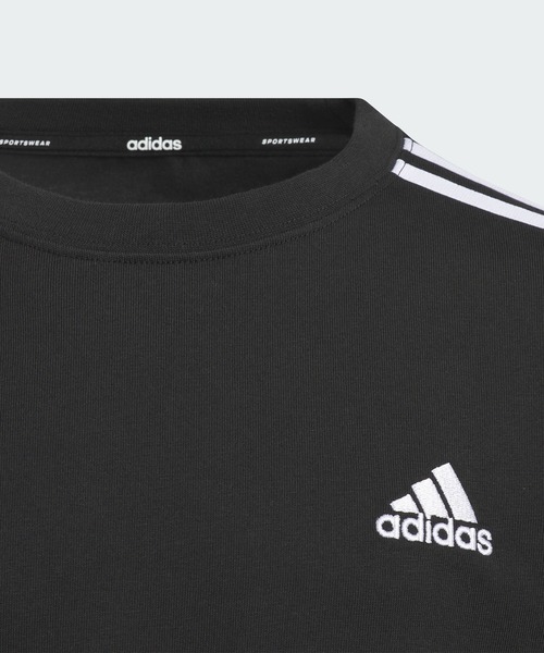 adidas(アディダス)の「エッセンシャルズ プラス レギュラーフィット スリーストライプス 長袖Tシャツ キッズ / ロンT / アディダス adidas(Tシャツ/カットソー・キッズ・ブルー/ブラック/ホワイト/ネイビー/パープル・110/120/130/140/150/160)」の11枚目の写真