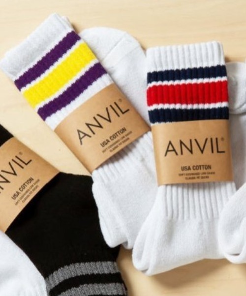 ANVIL(アンヴィル)の「ANVILコットンクルーソックス(ソックス/靴下・メンズ・ブラック/ネイビー/パープル/ホワイト・フリー)」の4枚目の写真