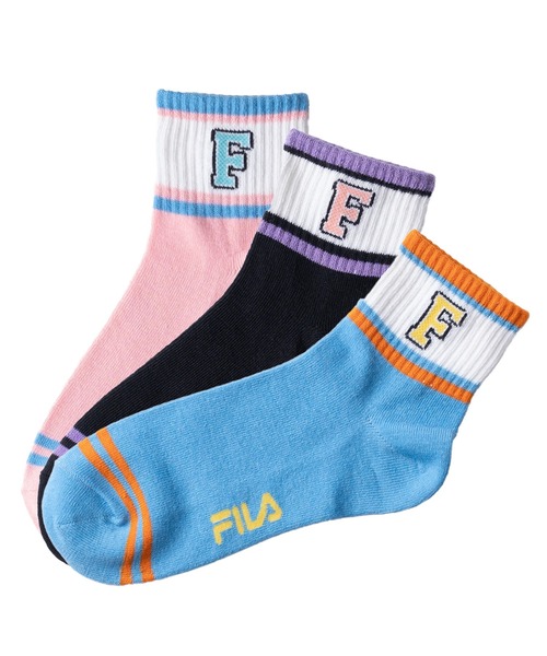 FILA（フィラ）の「FILA フィラ ブランド ロゴ キッズ ガールズ ソックス ショート丈 靴下 子供用 3足セット 19cm～24cm（ソックス/靴下・キッズ・その他/その他2/その他4/ブラック系その他/その他5/その他3・FREE）」の6枚目の写真