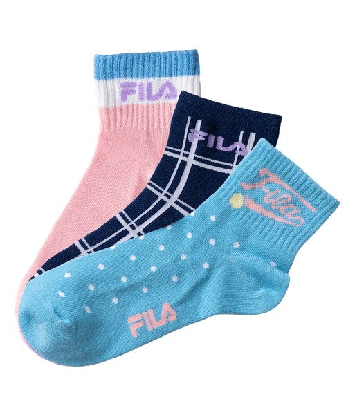 FILA（フィラ）の「FILA フィラ ブランド ロゴ キッズ ガールズ ソックス ショート丈 靴下 子供用 3足セット 19cm～24cm（ソックス/靴下・キッズ・その他/その他2/その他4/ブラック系その他/その他5/その他3・FREE）」の2枚目の写真