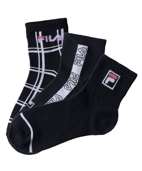 FILA（フィラ）の「FILA フィラ ブランド ロゴ キッズ ガールズ ソックス ショート丈 靴下 子供用 3足セット 19cm～24cm（ソックス/靴下・キッズ・その他/その他2/その他4/ブラック系その他/その他5/その他3・FREE）」の3枚目の写真