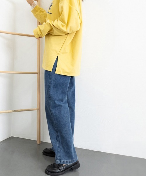 Miniministore(ミニミニストア)の「デニムワイドパンツハイウエストレディース(デニムパンツ・レディース・ブラック/インディゴブルー/サックスブルー・M/XL/S/L/2XL)」の15枚目の写真