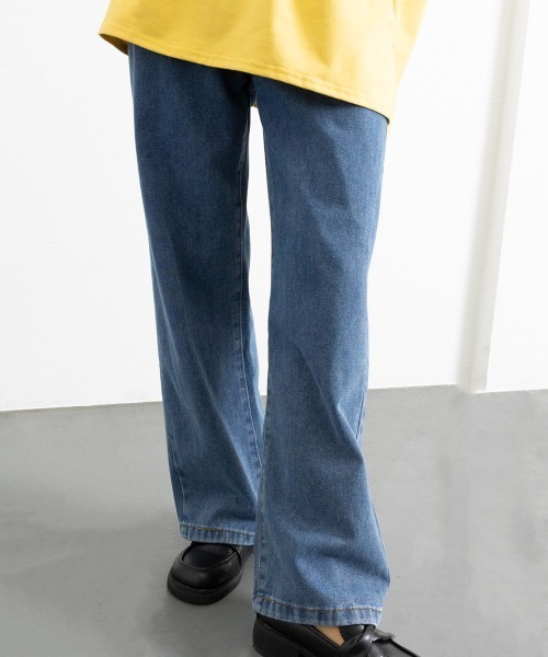 Miniministore(ミニミニストア)の「デニムワイドパンツハイウエストレディース(デニムパンツ・レディース・ブラック/インディゴブルー/サックスブルー・M/XL/S/L/2XL)」の16枚目の写真