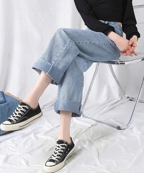 Miniministore(ミニミニストア)の「デニムワイドパンツハイウエストレディース(デニムパンツ・レディース・ブラック/インディゴブルー/サックスブルー・M/XL/S/L/2XL)」の20枚目の写真