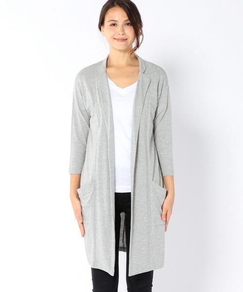 coen（コーエン）の「天竺ロングカーディガン（カーディガン/ボレロ・レディース・ネイビー/グレー・フリー）」の4枚目の写真