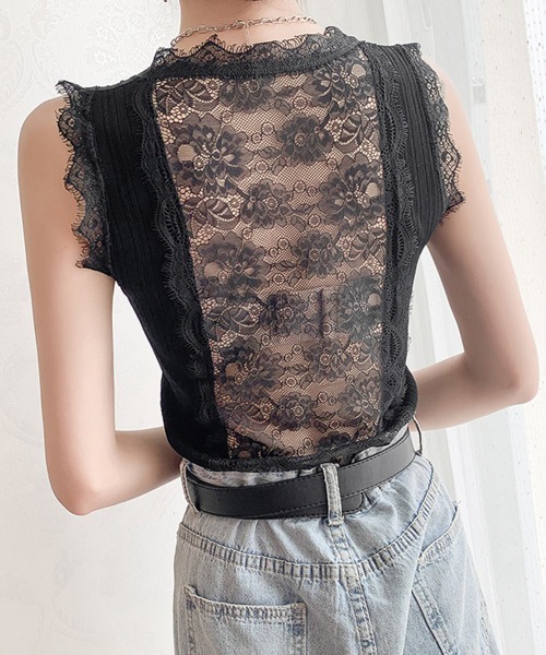 Miniministore(ミニミニストア)の「Vネックレースキャミソール レディース(キャミソール・レディース・ブラック/ライトベージュ/コーラルピンク/ブルー/ホワイト・FREE)」の9枚目の写真