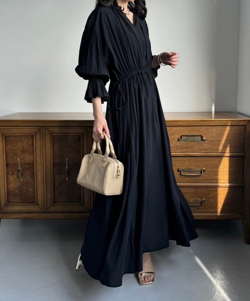 one after another NICE CLAUP（ワンアフターアナザーナイスクラップ）の「サイドリボンワンピース（ワンピース・レディース・アイボリー/ブラック/ピンクベージュ・SMALL/MEDIUM/LARGE）」の8枚目の写真