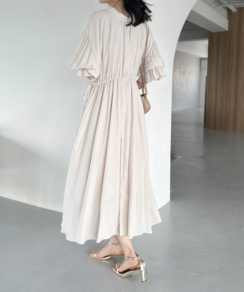 one after another NICE CLAUP（ワンアフターアナザーナイスクラップ）の「サイドリボンワンピース（ワンピース・レディース・アイボリー/ブラック/ピンクベージュ・SMALL/MEDIUM/LARGE）」の6枚目の写真