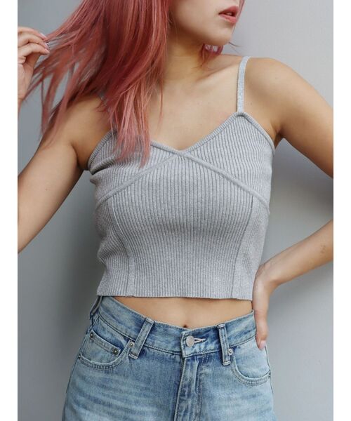 EVRIS（エヴリス）の「ラメニットビスチェ（キャミソール・レディース・ブルー/グレー/ブラック/イエロー/ホワイト・FREE）」の3枚目の写真