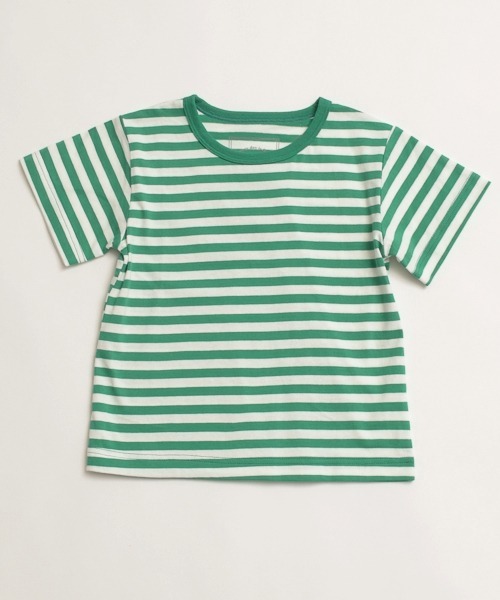 and D. petit main(アンドディープティマイン)の「デイリーボーダーカラー半袖Tシャツ(Tシャツ/カットソー・キッズ・サーモンピンク/グリーン/ホワイト/ライラック/レモンイエロー・130cm/120cm/110cm/100cm/90cm)」の14枚目の写真