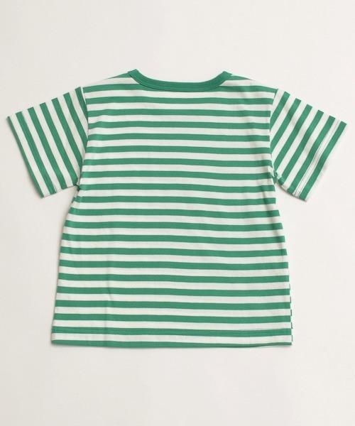 and D. petit main(アンドディープティマイン)の「デイリーボーダーカラー半袖Tシャツ(Tシャツ/カットソー・キッズ・サーモンピンク/グリーン/ホワイト/ライラック/レモンイエロー・130cm/120cm/110cm/100cm/90cm)」の15枚目の写真